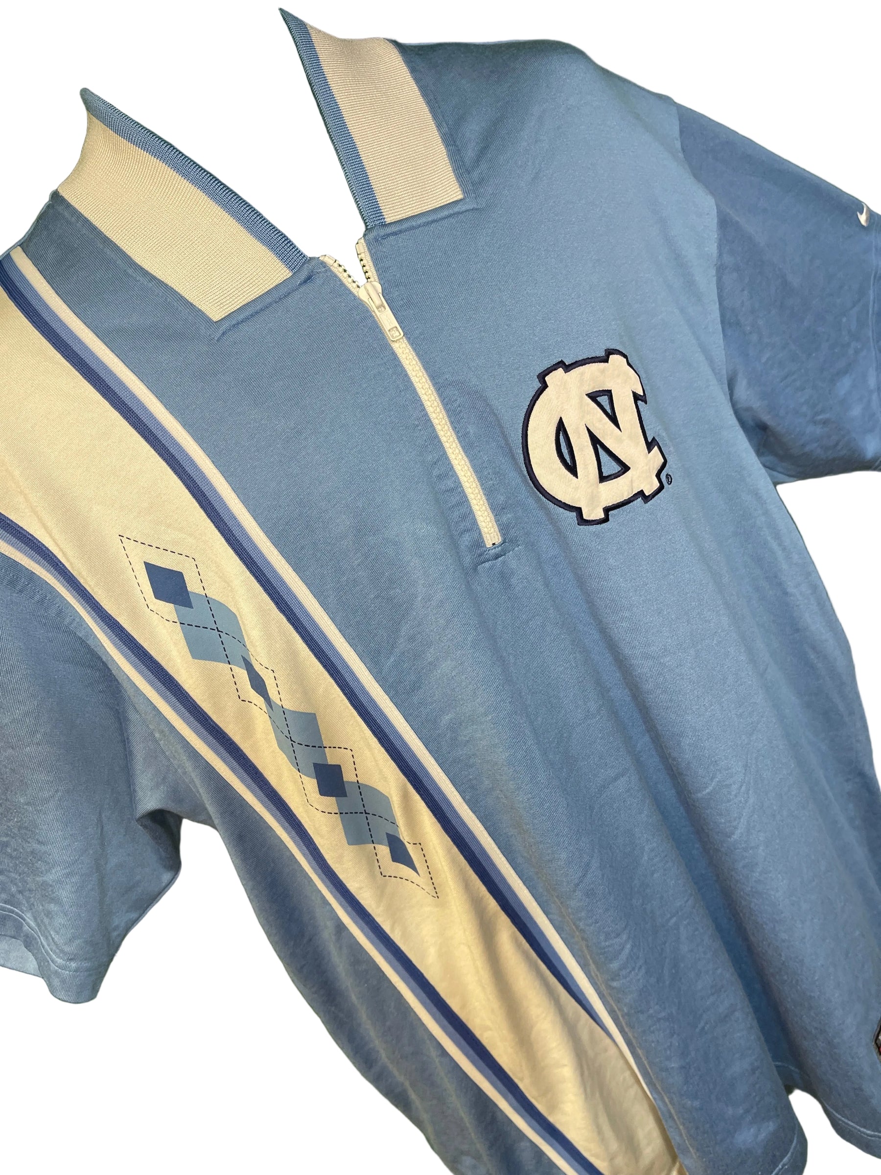 NCAA North Carolina Tar Heels Vintage 1/4 Zip S/S Dressy Shirt Top Men's Large