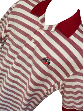 NCAA Ohio State University Buckeyes Striped Collared Golf Polo Shirt Men's Large