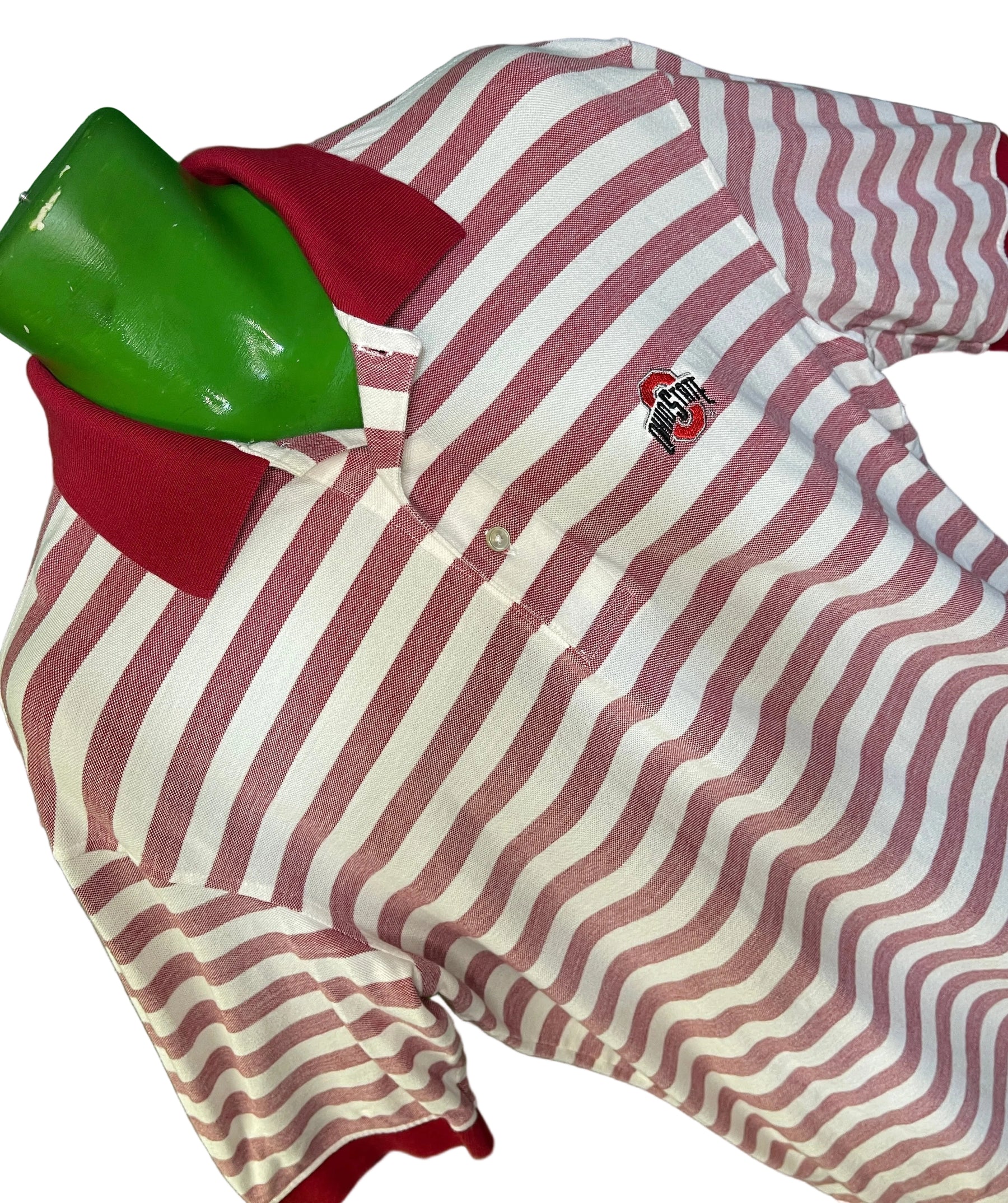 NCAA Ohio State University Buckeyes Striped Collared Golf Polo Shirt Men's Large