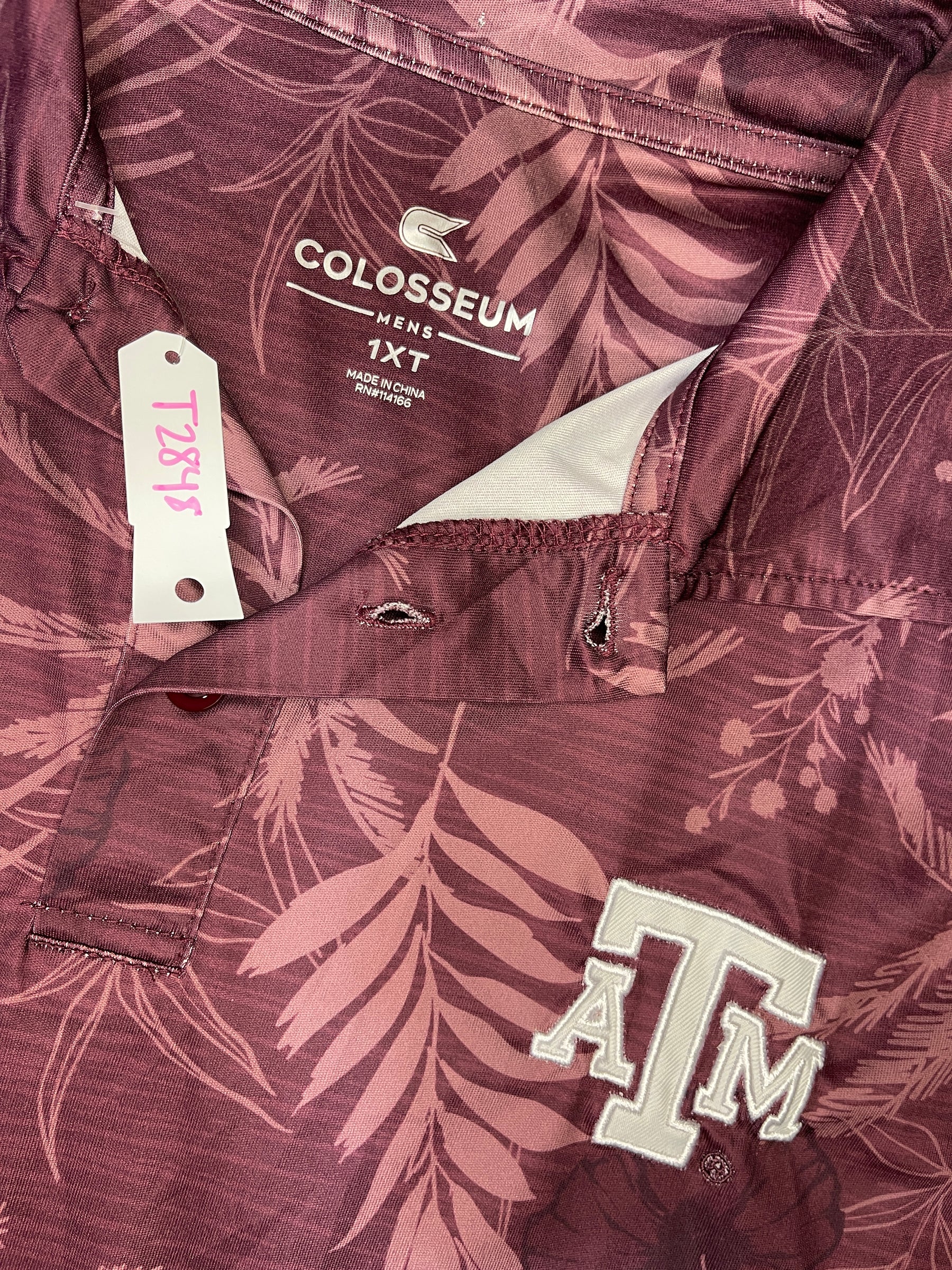 NCAA Texas A&M Aggies Maroon Hawaiian Collared Golf Polo Men's 1X-Large