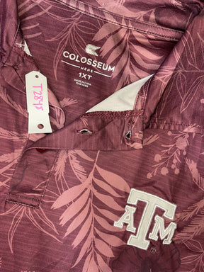 NCAA Texas A&M Aggies Maroon Hawaiian Collared Golf Polo Men's 1X-Large