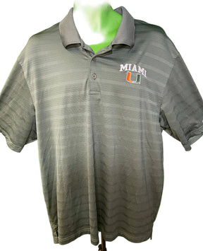 NCAA Miami Hurricanes Champion Green Polo Golf Shirt White Piping Men's 2X-Large