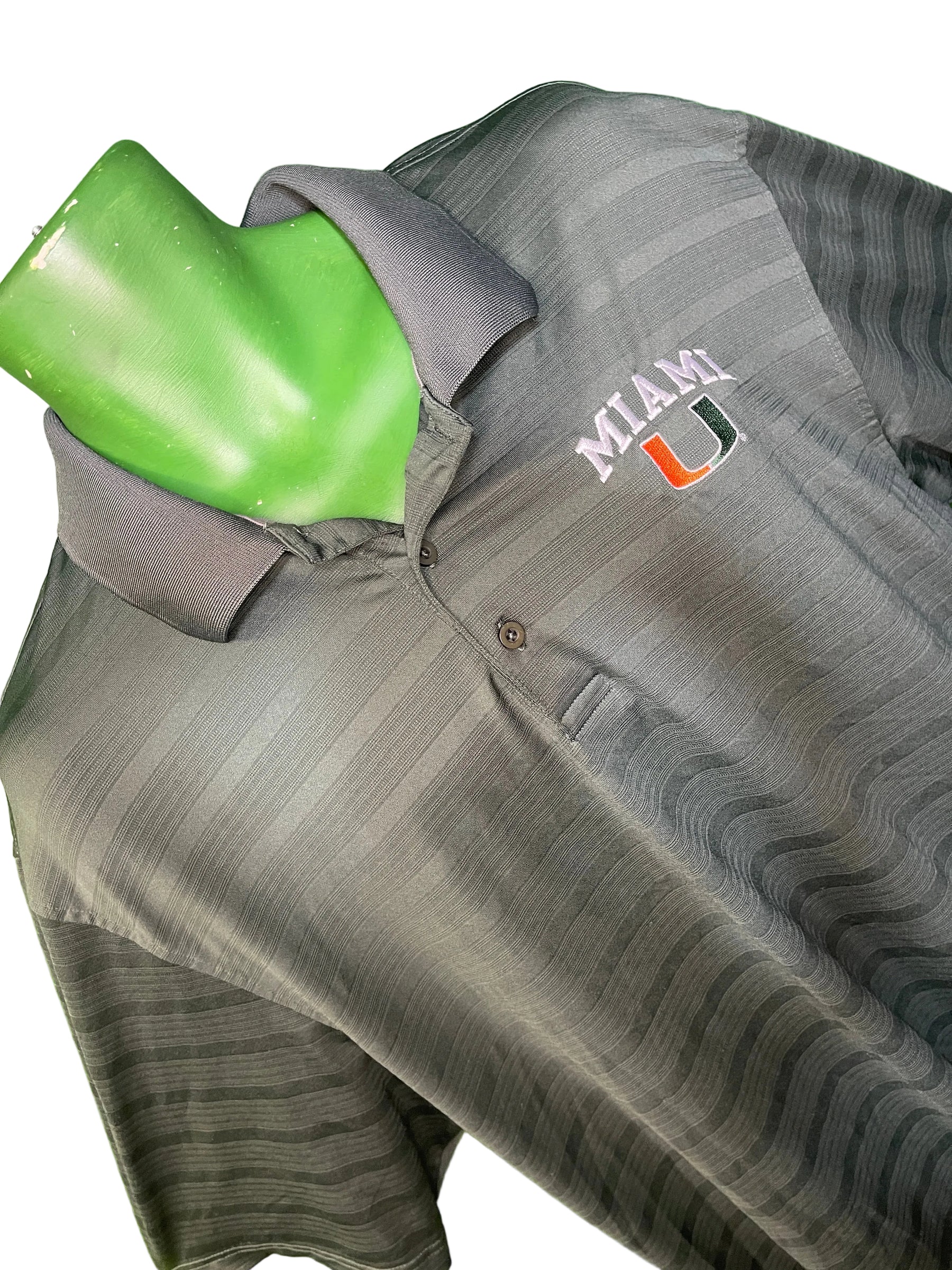 NCAA Miami Hurricanes Champion Green Polo Golf Shirt White Piping Men's 2X-Large