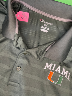 NCAA Miami Hurricanes Champion Green Polo Golf Shirt White Piping Men's 2X-Large