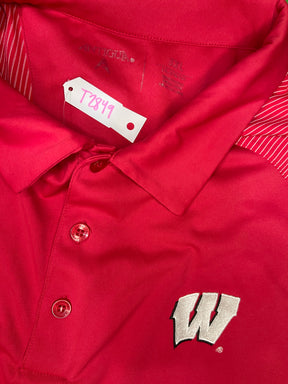 NCAA University of Wisconsin Badgers Red Collared Golf Polo Men's 3X-Large