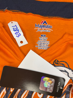 NFL Denver Broncos V-Neck Short Sleeve Shirt NWT Women's X-Large
