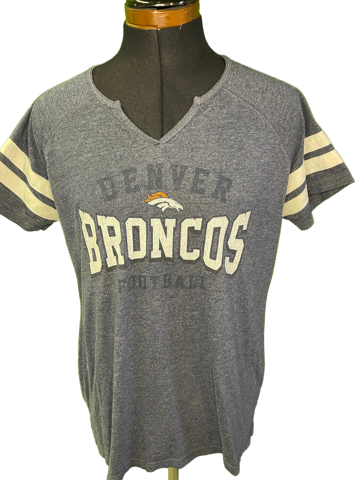 NFL Denver Broncos Heathered V-Neck Short Sleeve Shirt Women's Medium