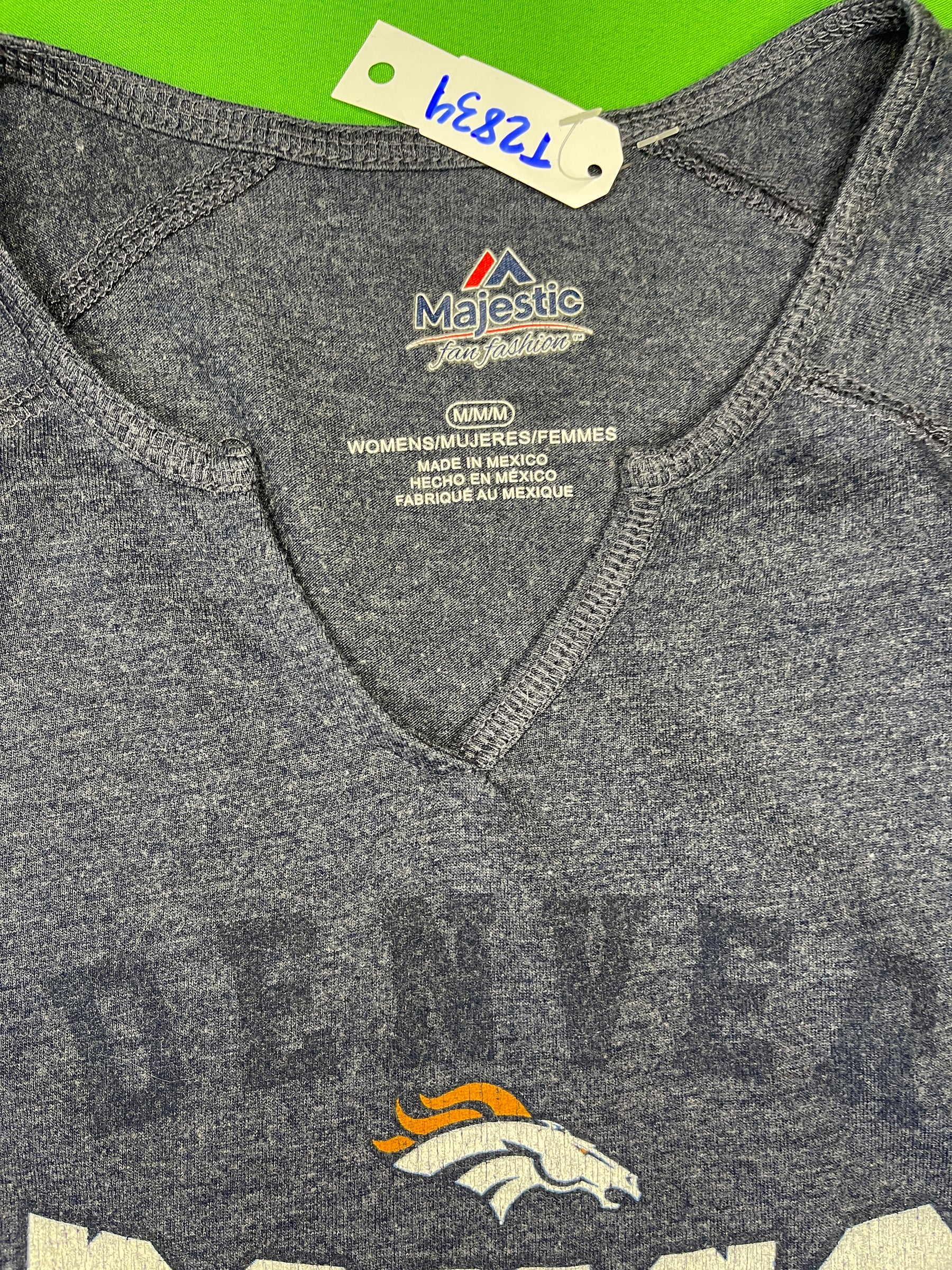 NFL Denver Broncos Heathered V-Neck Short Sleeve Shirt Women's Medium