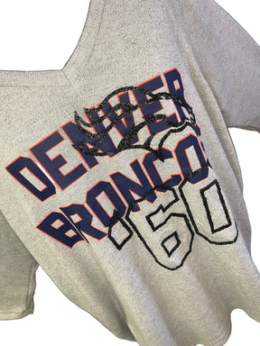 NFL Denver Broncos Grey V-Neck 3/4 Sleeve Heavyweight Shirt Women's Large