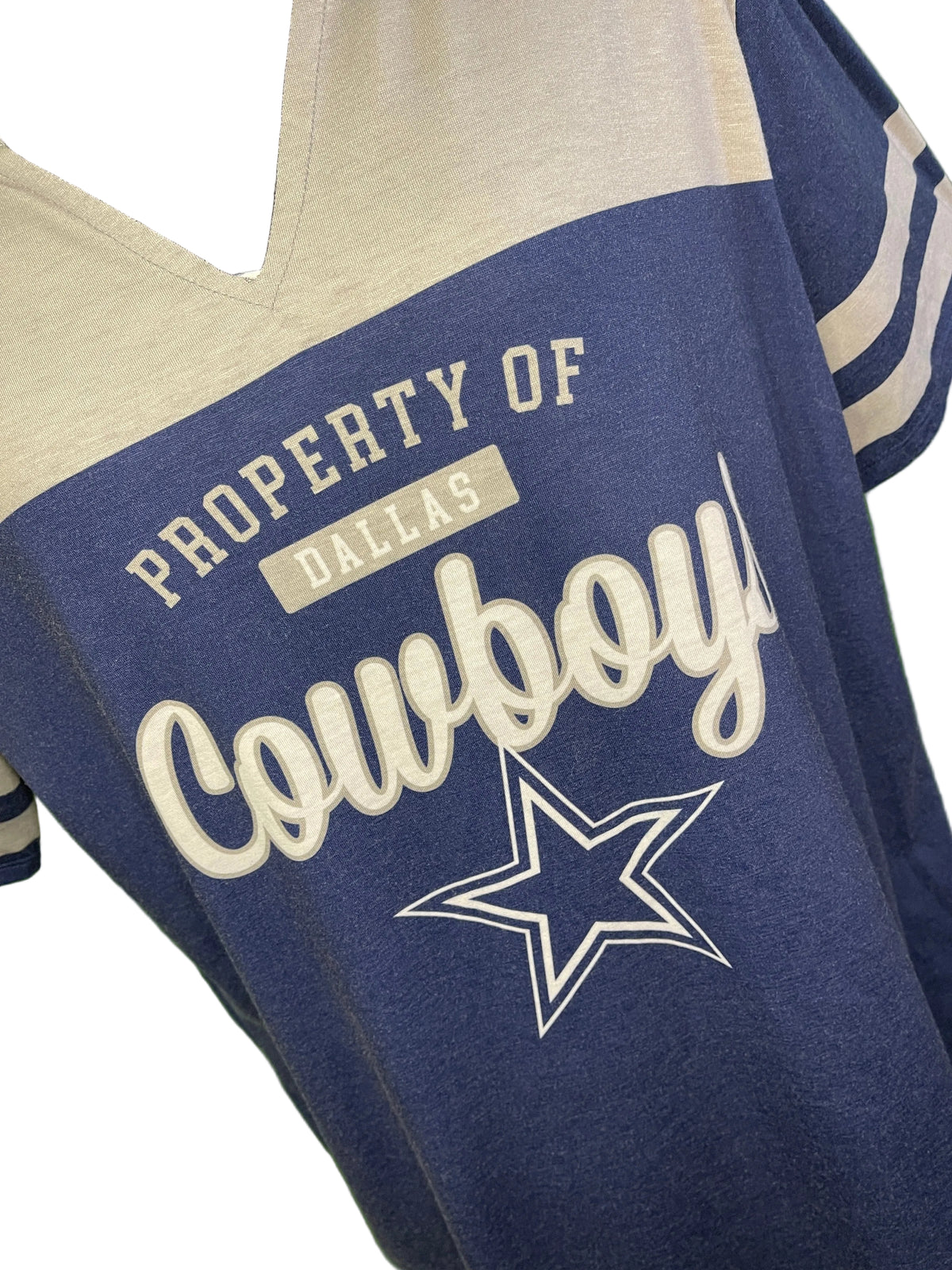 NFL Dallas Cowboys Blue and Grey Short Sleeve T-Shirt Women's X-Large