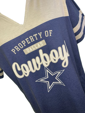 NFL Dallas Cowboys Blue and Grey Short Sleeve T-Shirt Women's X-Large