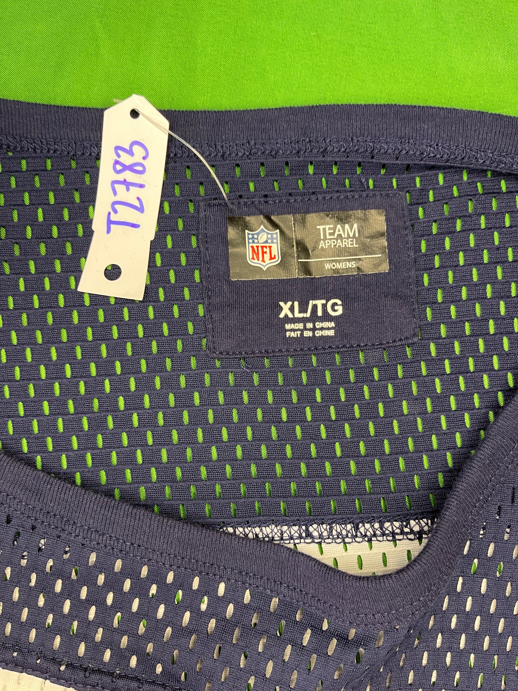 NFL Chicago Bears White and Blue Mesh 3/4 Sleeve T-Shirt Women's X-Large