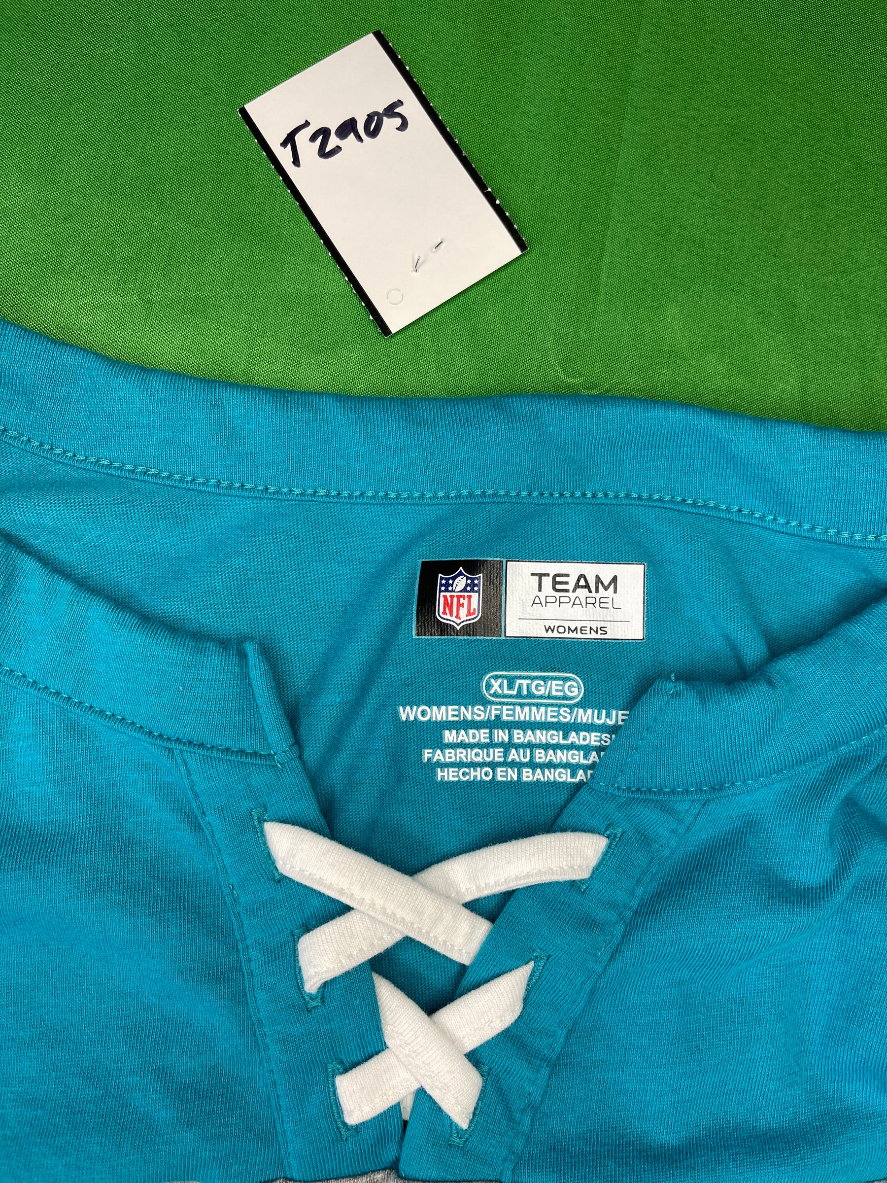 NFL Miami Dolphins Campus V-Neck L/S Colour Blocked T-Shirt Women's X-Large