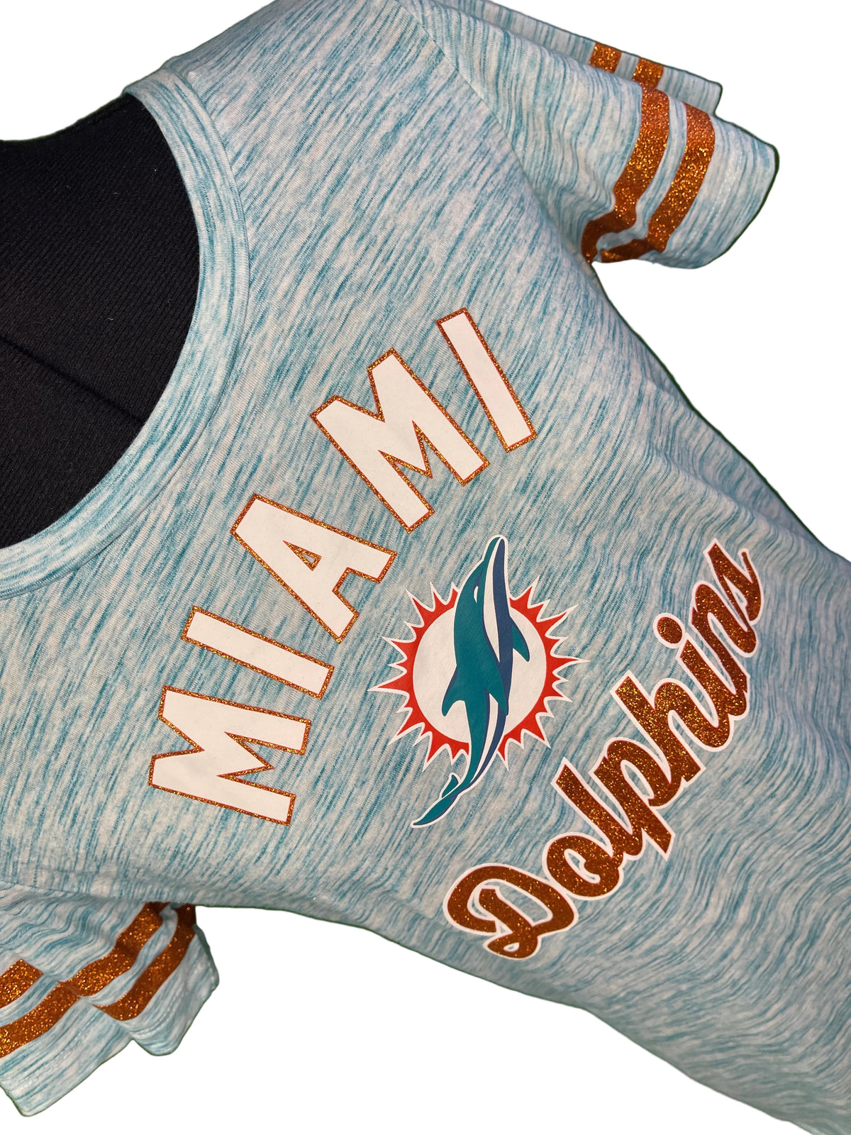 NFL Miami Dolphins Space Dye Glittery T-Shirt Youth Medium