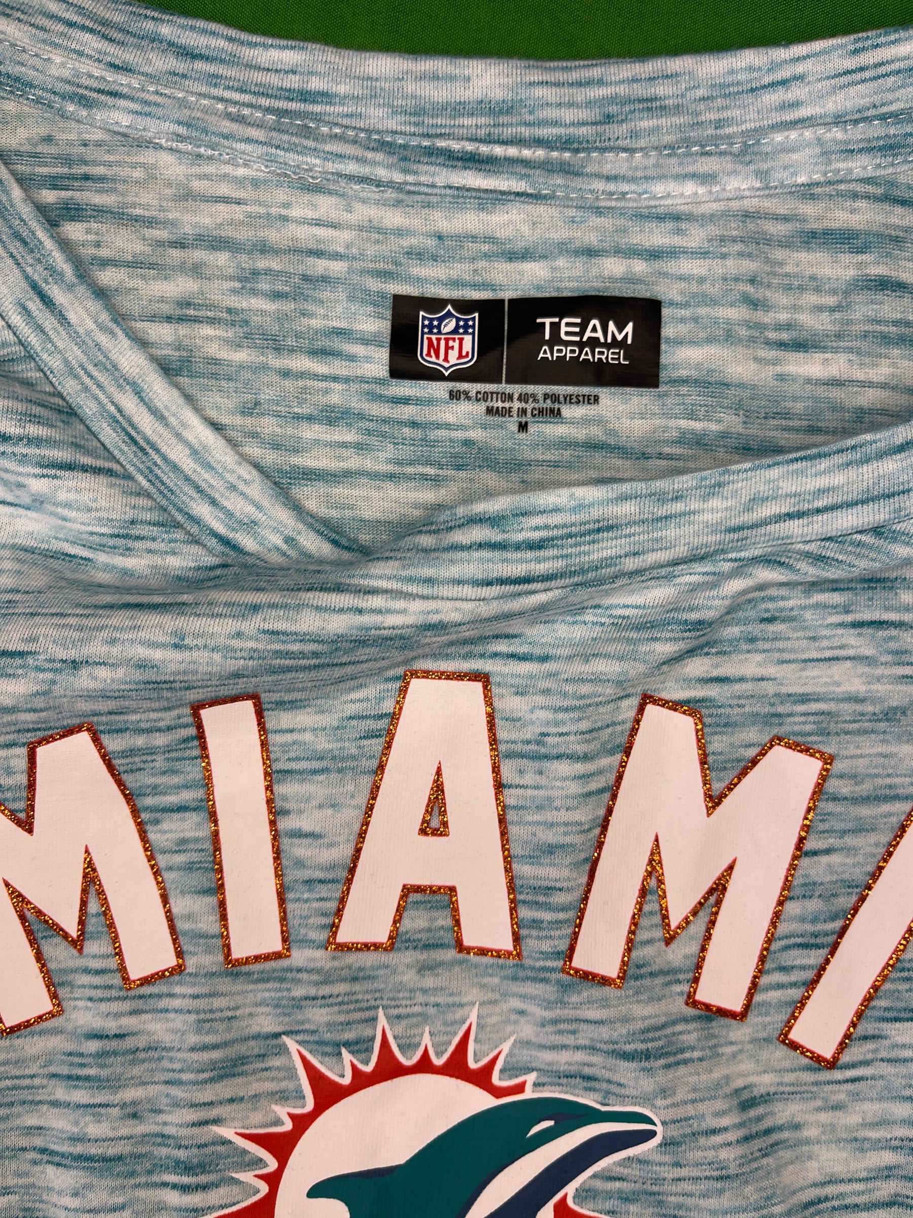 NFL Miami Dolphins Space Dye Glittery T-Shirt Youth Medium