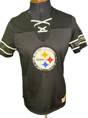 NFL Pittsburgh Steelers Majestic Jersey-Style Top Lace Up Detail Women's X-Small