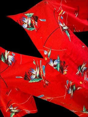 Hawaiian Aloha Shirt Made in Hawaii Vintage Red w/Bird of Paradise Men's Medium