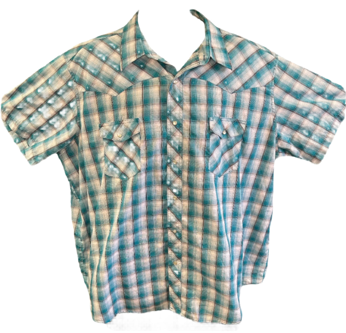 Wrangler Cowboy Western Plaid S/S Shirt with Poppers Men's 3X-Large