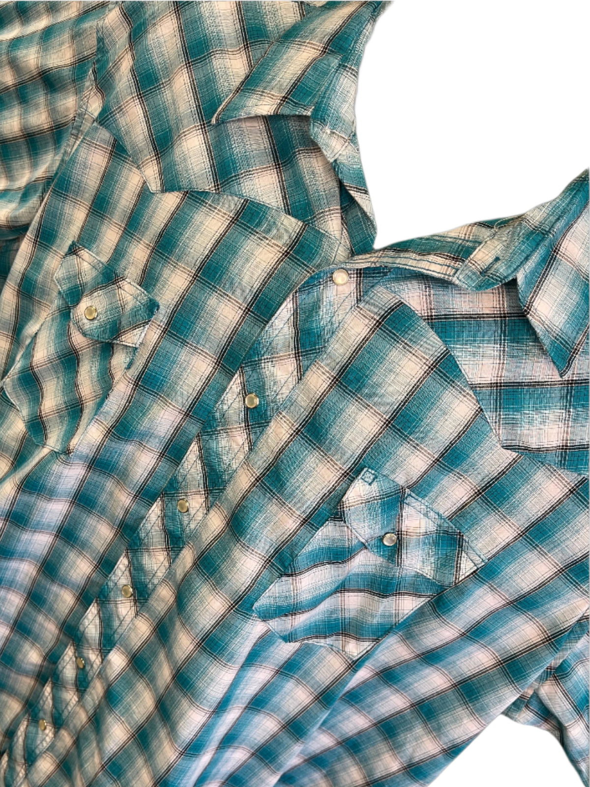 Wrangler Cowboy Western Plaid S/S Shirt with Poppers Men's 3X-Large