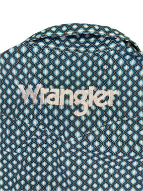 Wrangler Cowboy Western Plaid L/S Shirt w/ Poppers Teal/Turquoise Youth Small 8