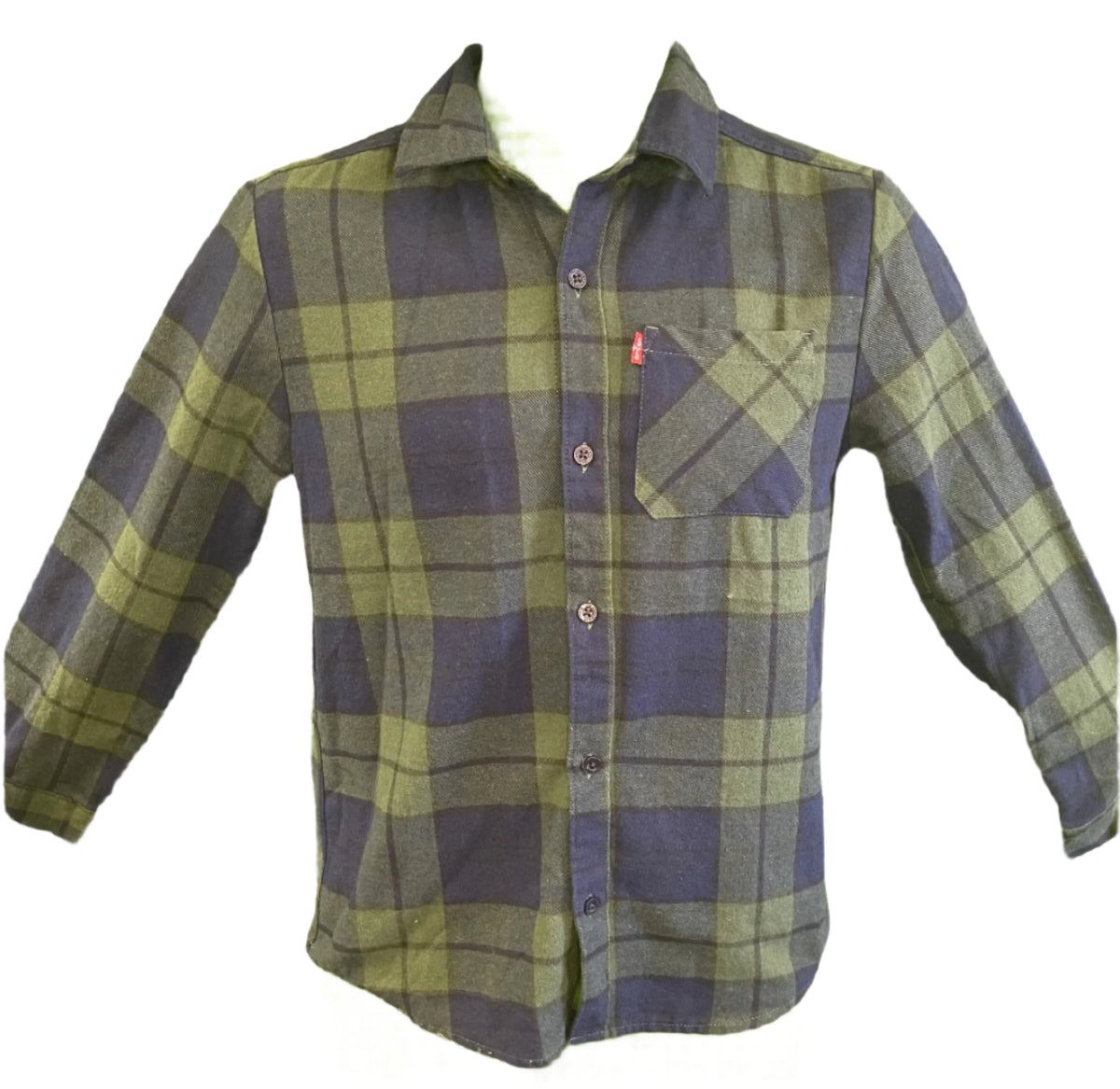 Levi's Green/Blue Plaid L/S Flannel Shirt Youth Large 14-16