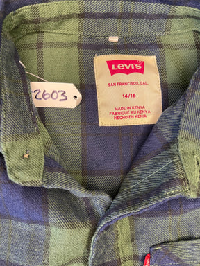 Levi's Green/Blue Plaid L/S Flannel Shirt Youth Large 14-16