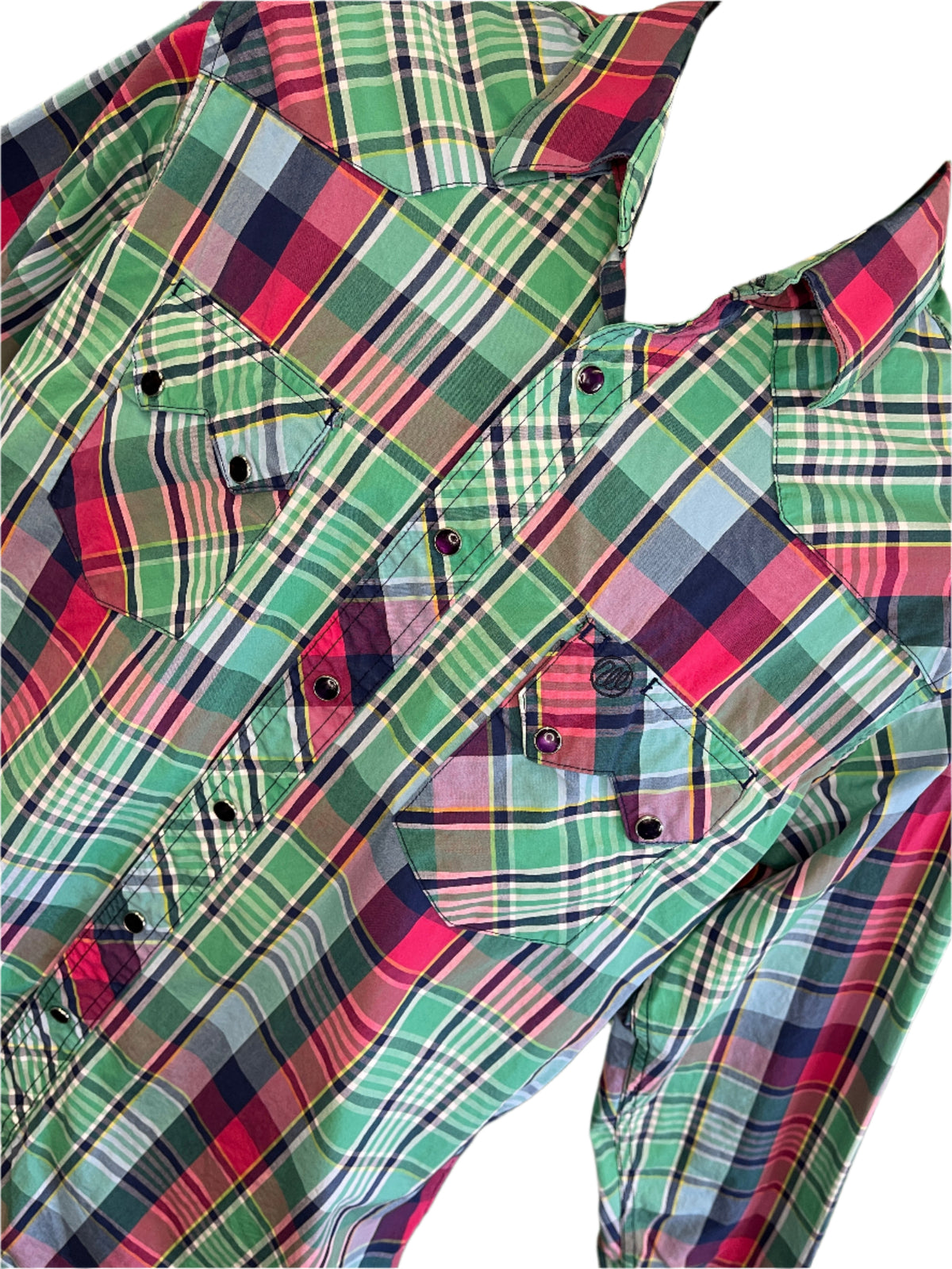 Wrangler Cowboy Western Plaid L/S Shirt with Poppers Multi Women's Large NICE