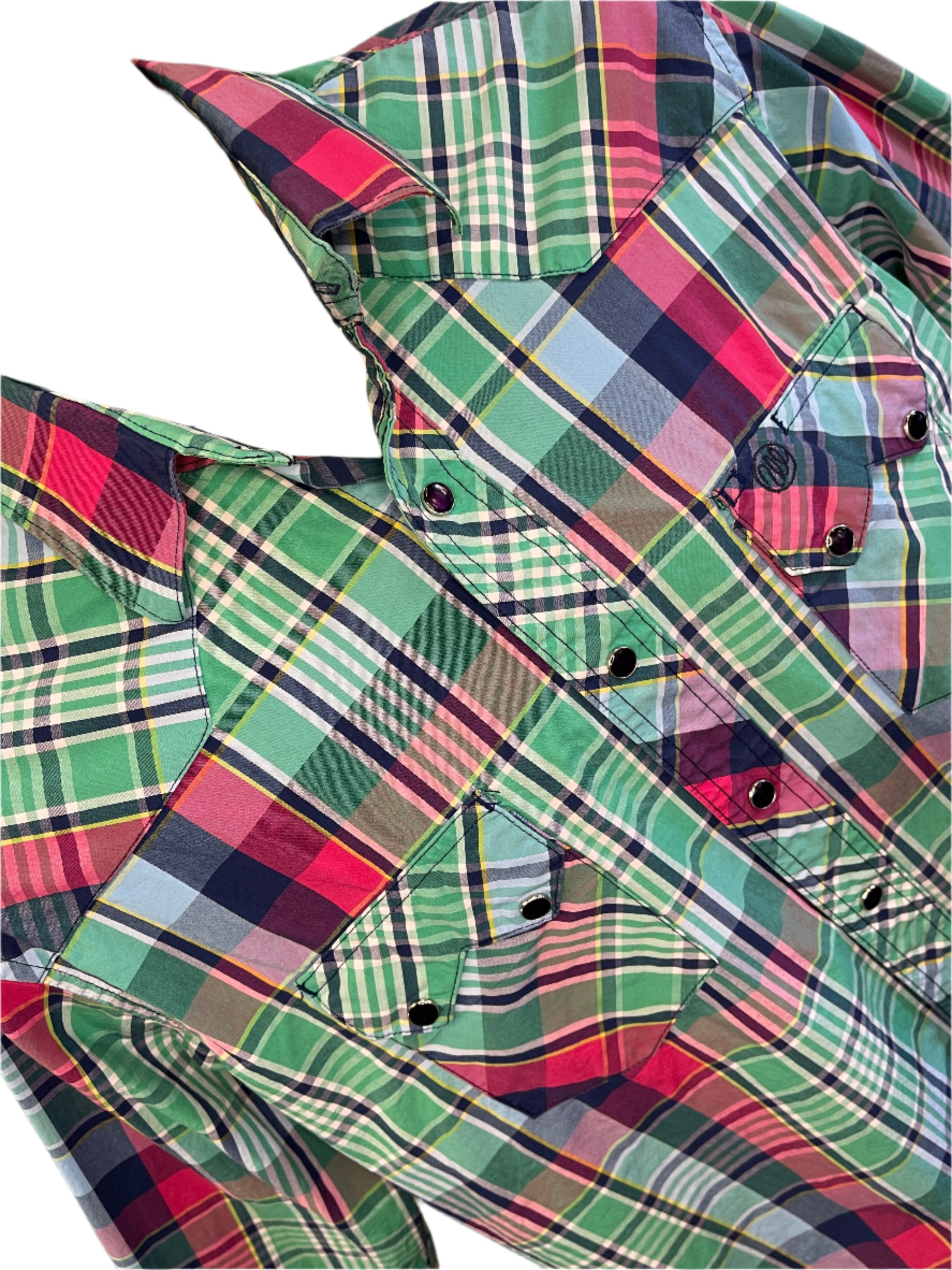 Wrangler Cowboy Western Plaid L/S Shirt with Poppers Multi Women's Large NICE