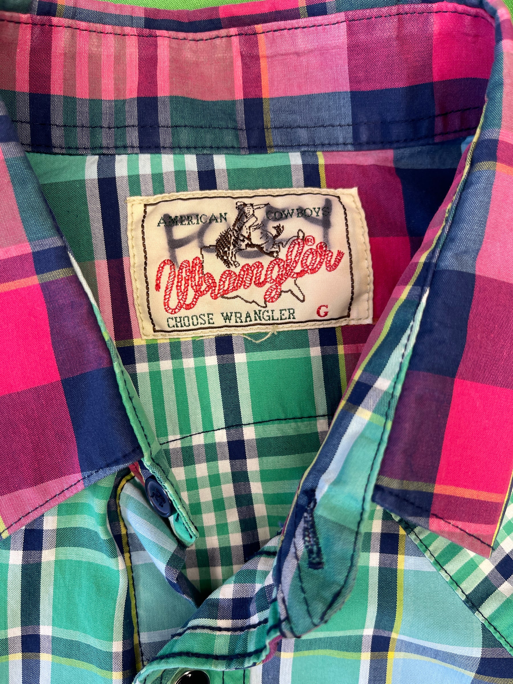 Wrangler Cowboy Western Plaid L/S Shirt with Poppers Multi Women's Large NICE