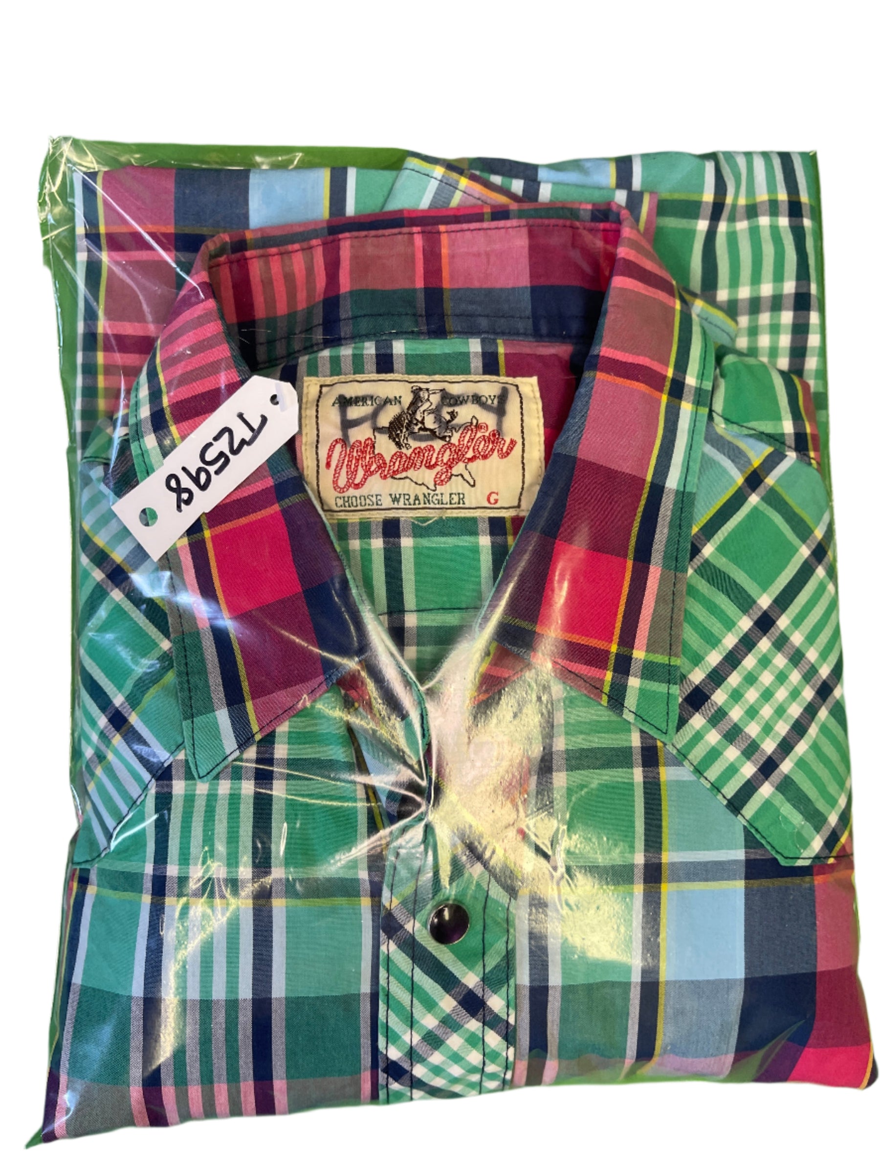 Wrangler Cowboy Western Plaid L/S Shirt with Poppers Multi Women's Large NICE