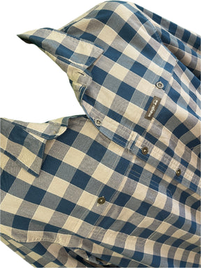 Wrangler Grey/Blue Buffalo Plaid Wicking Outdoor L/S Shirt Men's Large