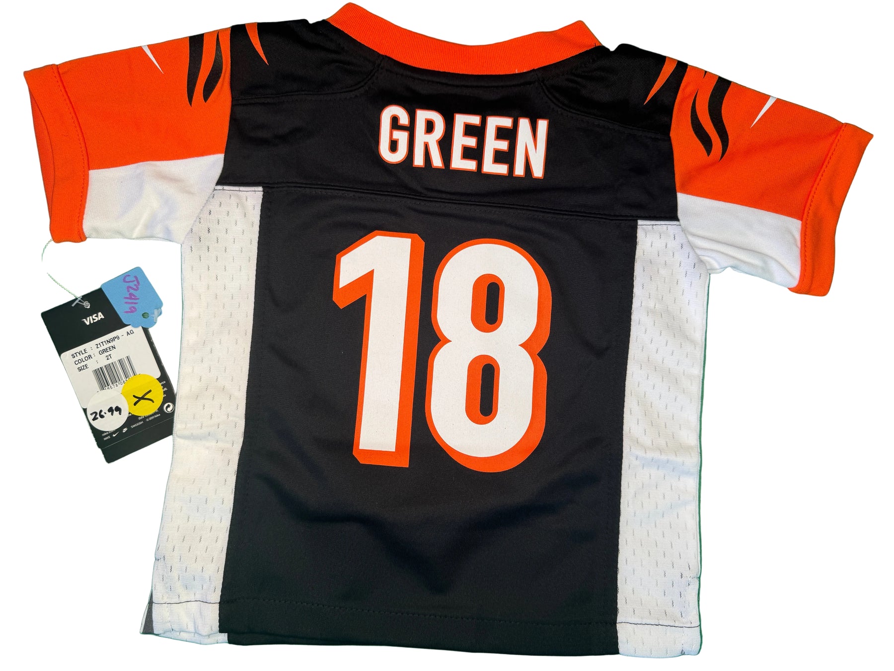 NFL Cincinnati Bengals A J Green #18 Game Jersey Toddler 2T NWT