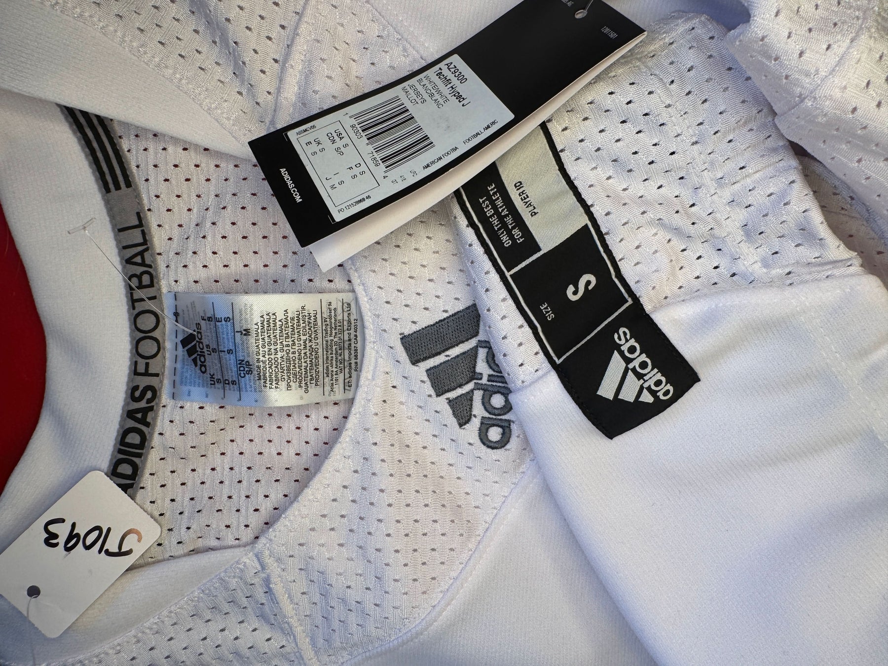 American Football Adidas White Techfit Hyped Jersey Brand New Men's Small NWT