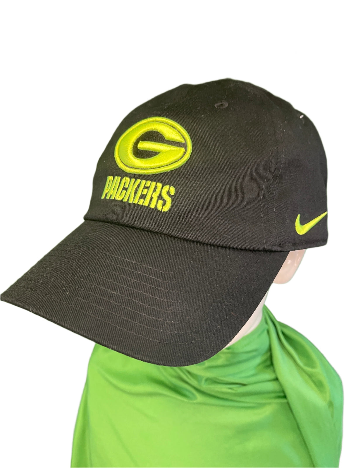 NFL Green Bay Packers Black w/Neon 100% Cotton Strapback Cap/Hat Adult OSFA