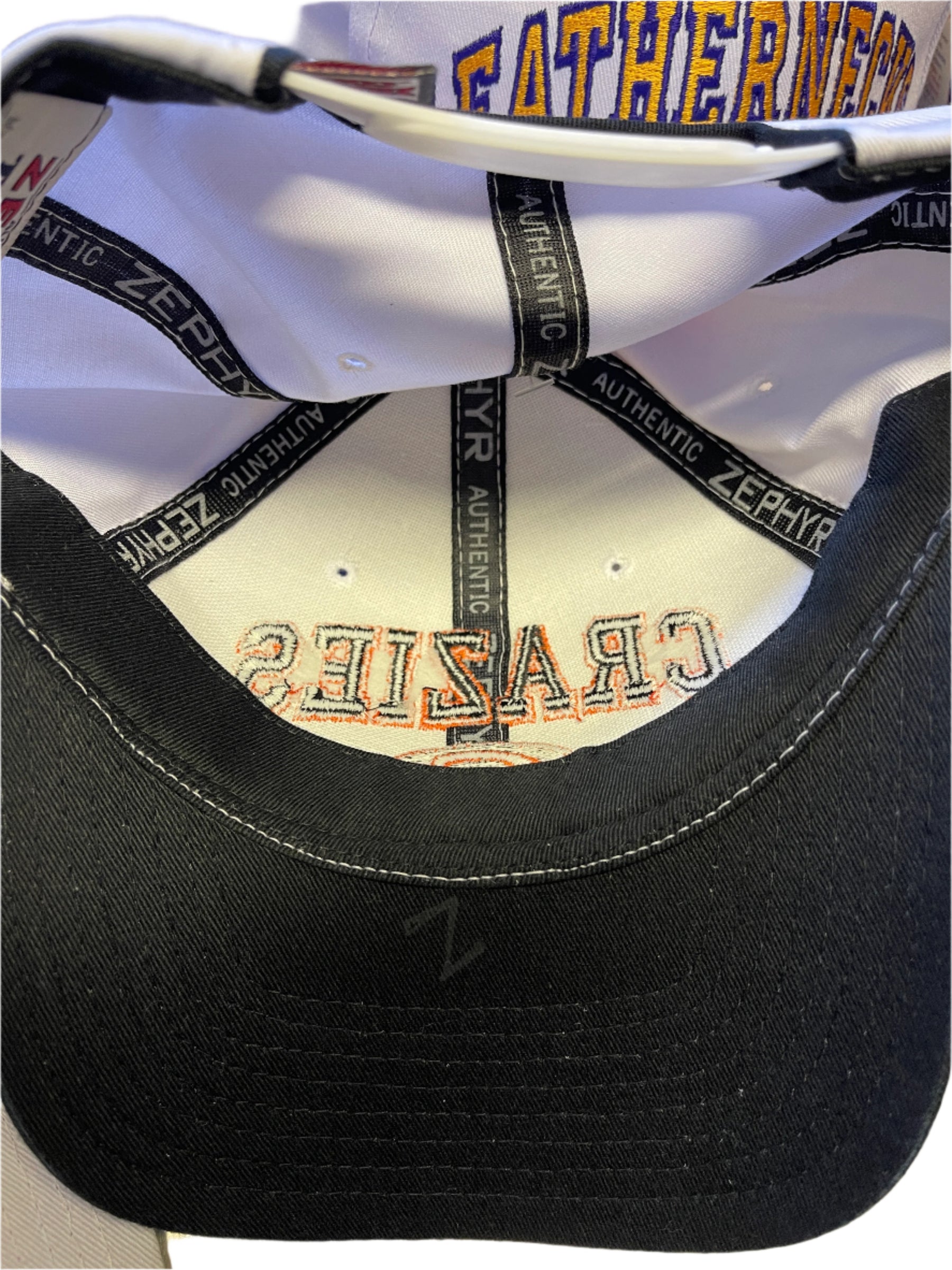 Fun Joke Parody CRAZIES Zephyr American Baseball Hat/Cap White Snapback OSFA NWOT