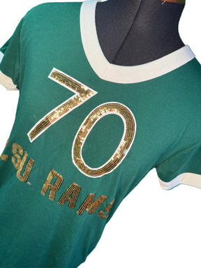 NCAA Colorado State Rams PINK Green Short Sleeve Shirt Women's Small