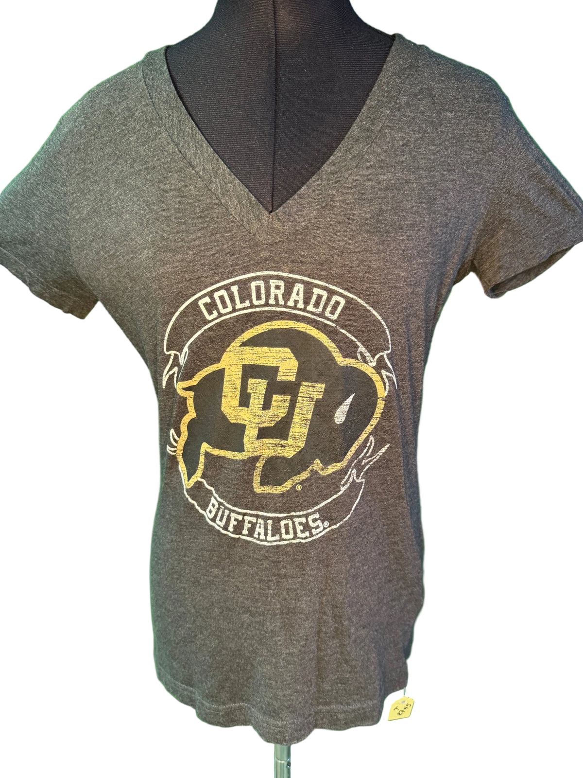 NCAA Colorado Buffaloes Heathered Grey V-Neck T-Shirt Women's Medium