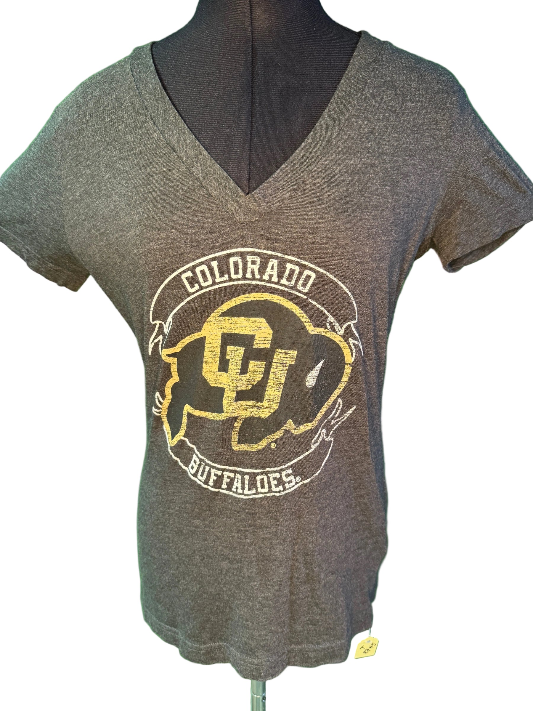 NCAA Colorado Buffaloes Heathered Grey V-Neck T-Shirt Women's Medium