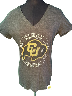 NCAA Colorado Buffaloes Heathered Grey V-Neck T-Shirt Women's Medium