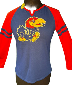 NCAA Kansas Jayhawks Colosseum Thin L/S Blingy T-Shirt Girls' Large 10-12