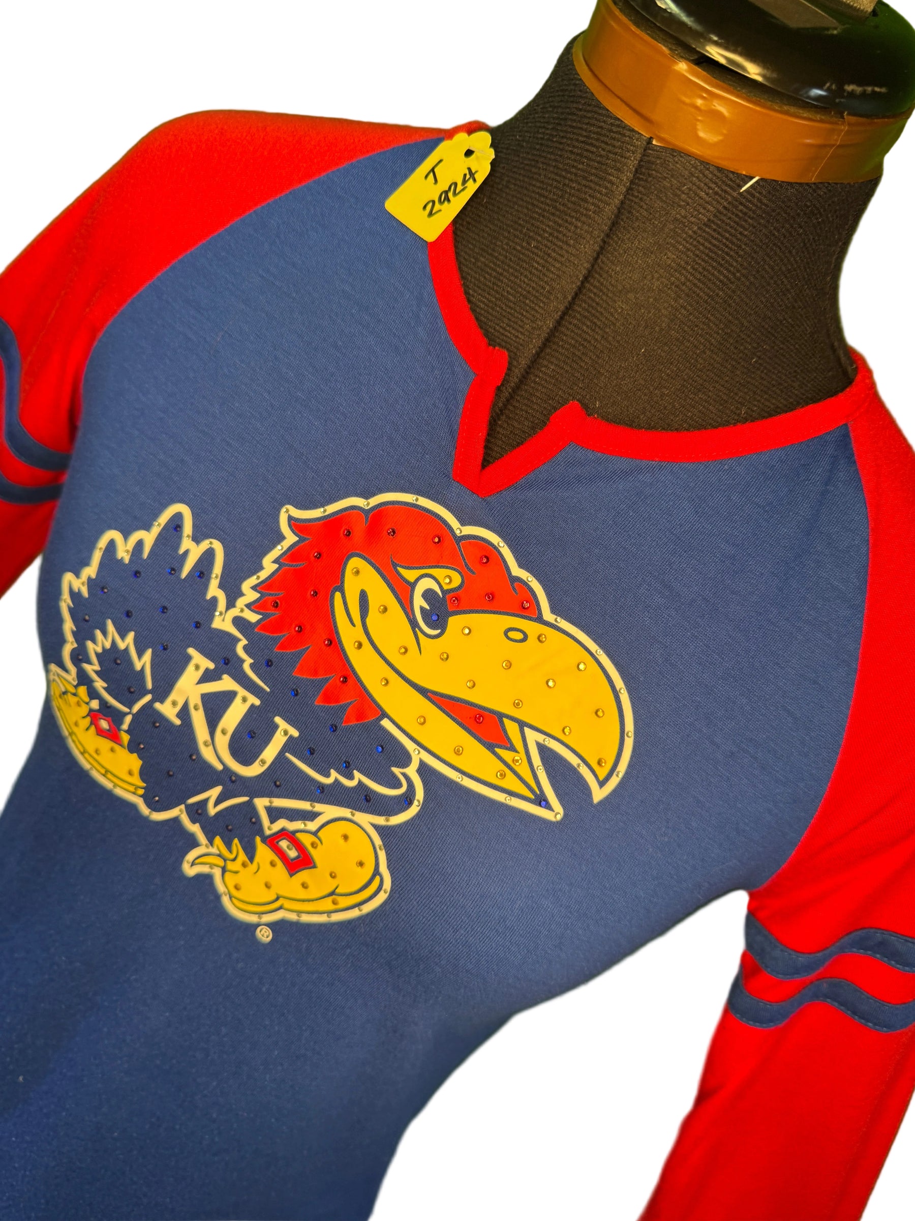NCAA Kansas Jayhawks Colosseum Thin L/S Blingy T-Shirt Girls' Large 10-12
