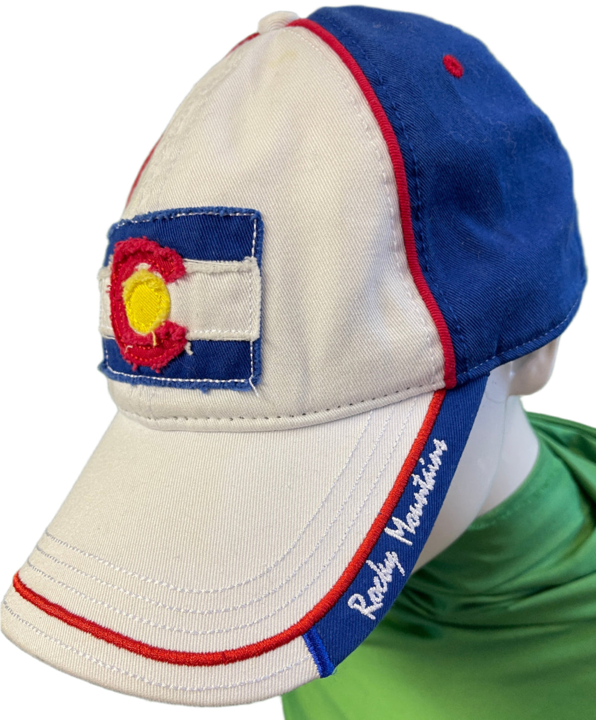 Colorado Flag Distressed Badge Colour Blocked Baseball Hat/Cap Strapback