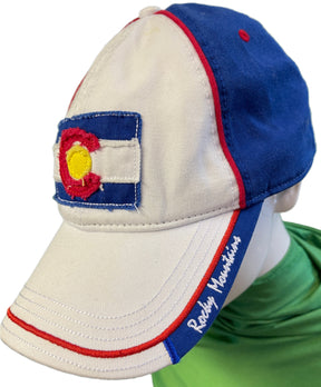Colorado Flag Distressed Badge Colour Blocked Baseball Hat/Cap Strapback