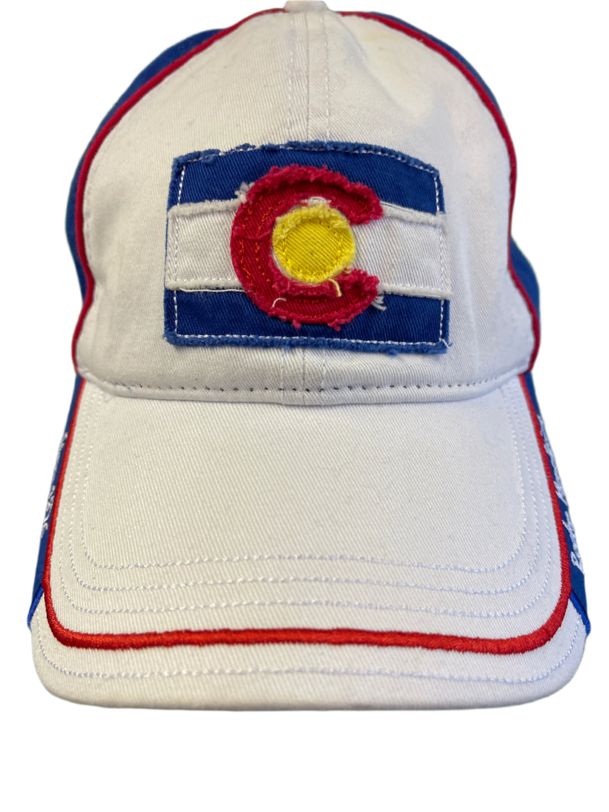 Colorado Flag Distressed Badge Colour Blocked Baseball Hat/Cap Strapback