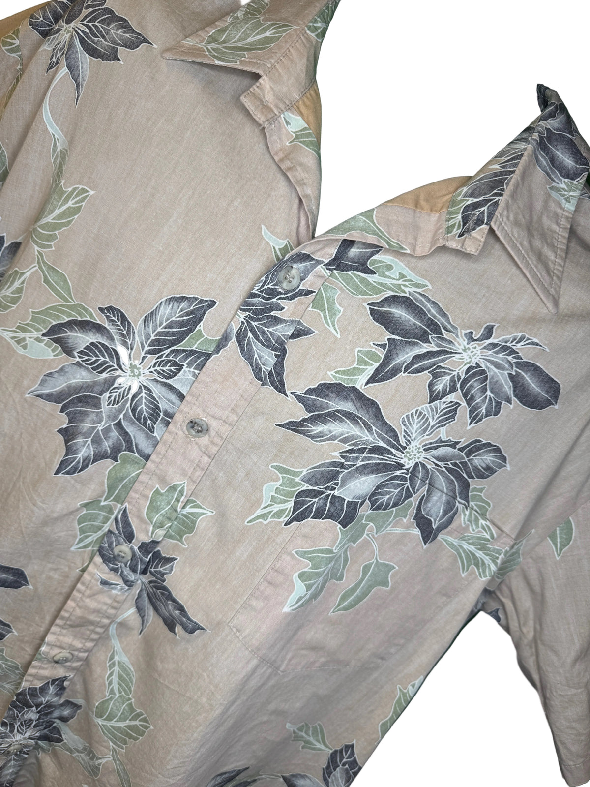 Hawaiian Beige Aloha Shirt Made in Hawaii Men's X-Large