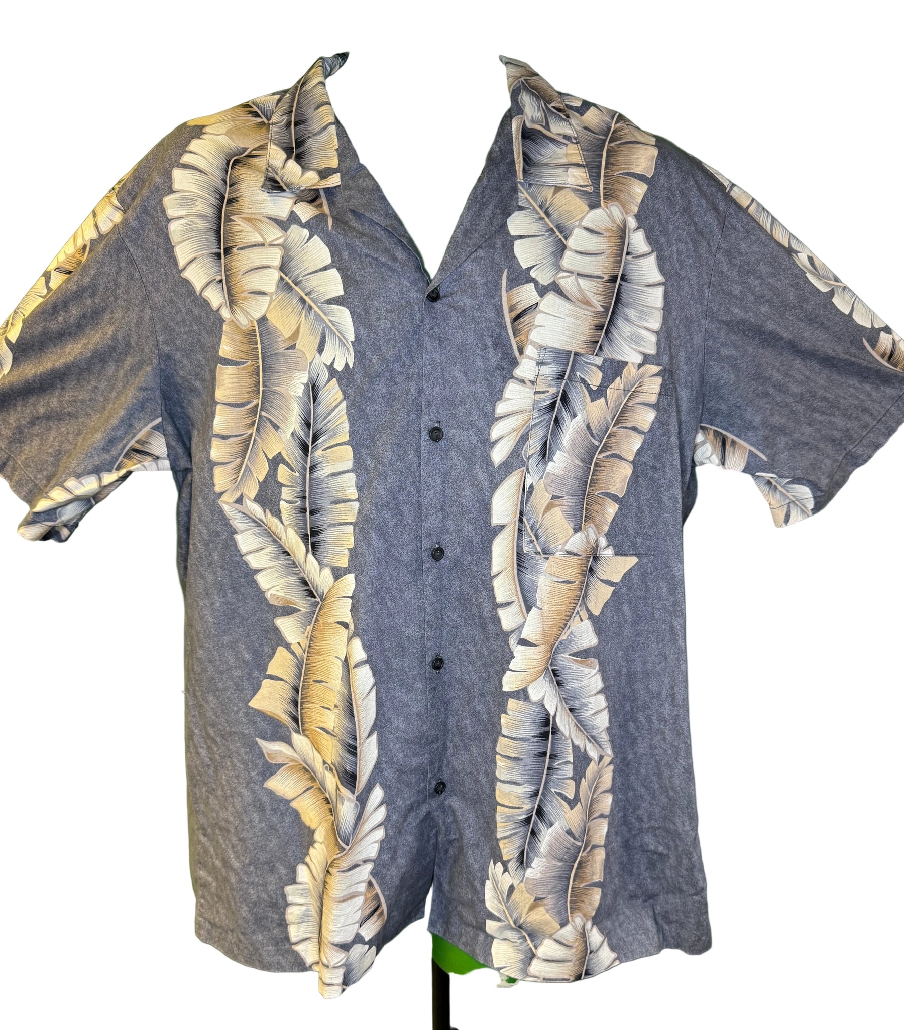 Hawaiian Denim Blue Aloha Shirt Made in Hawaii Men's X-Large