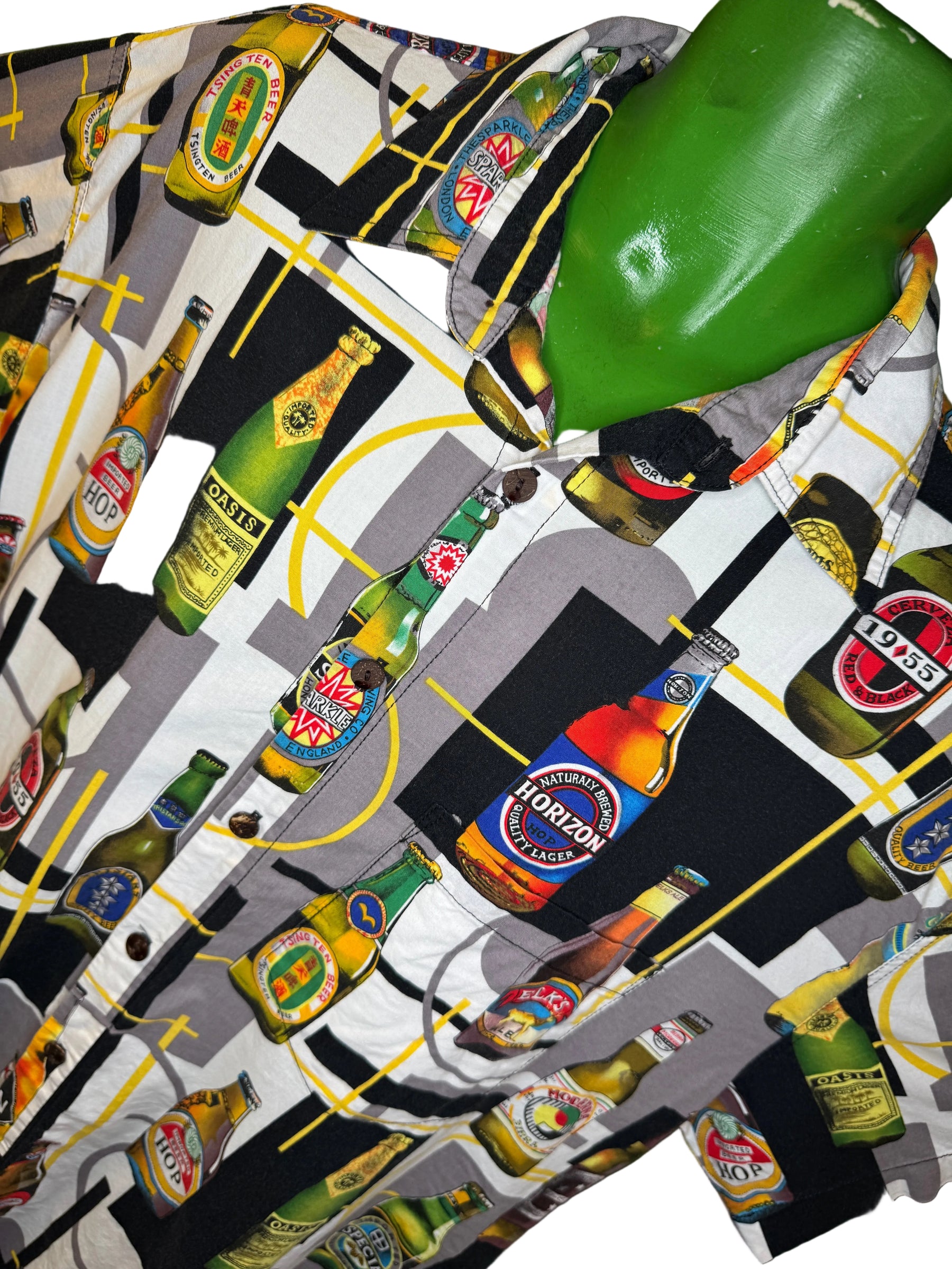 Hawaiian Multicoloured Beer Aloha Shirt Made in Hawaii Men's X-Large