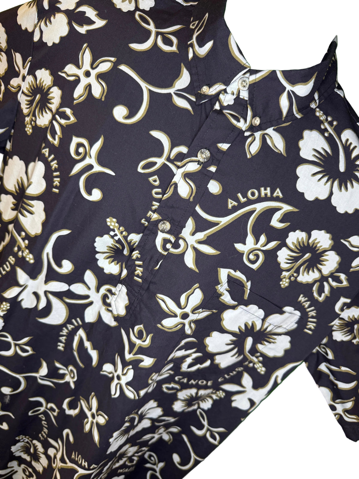 Hawaiian Navy Blue Aloha Shirt Made in Hawaii Men's X-Large