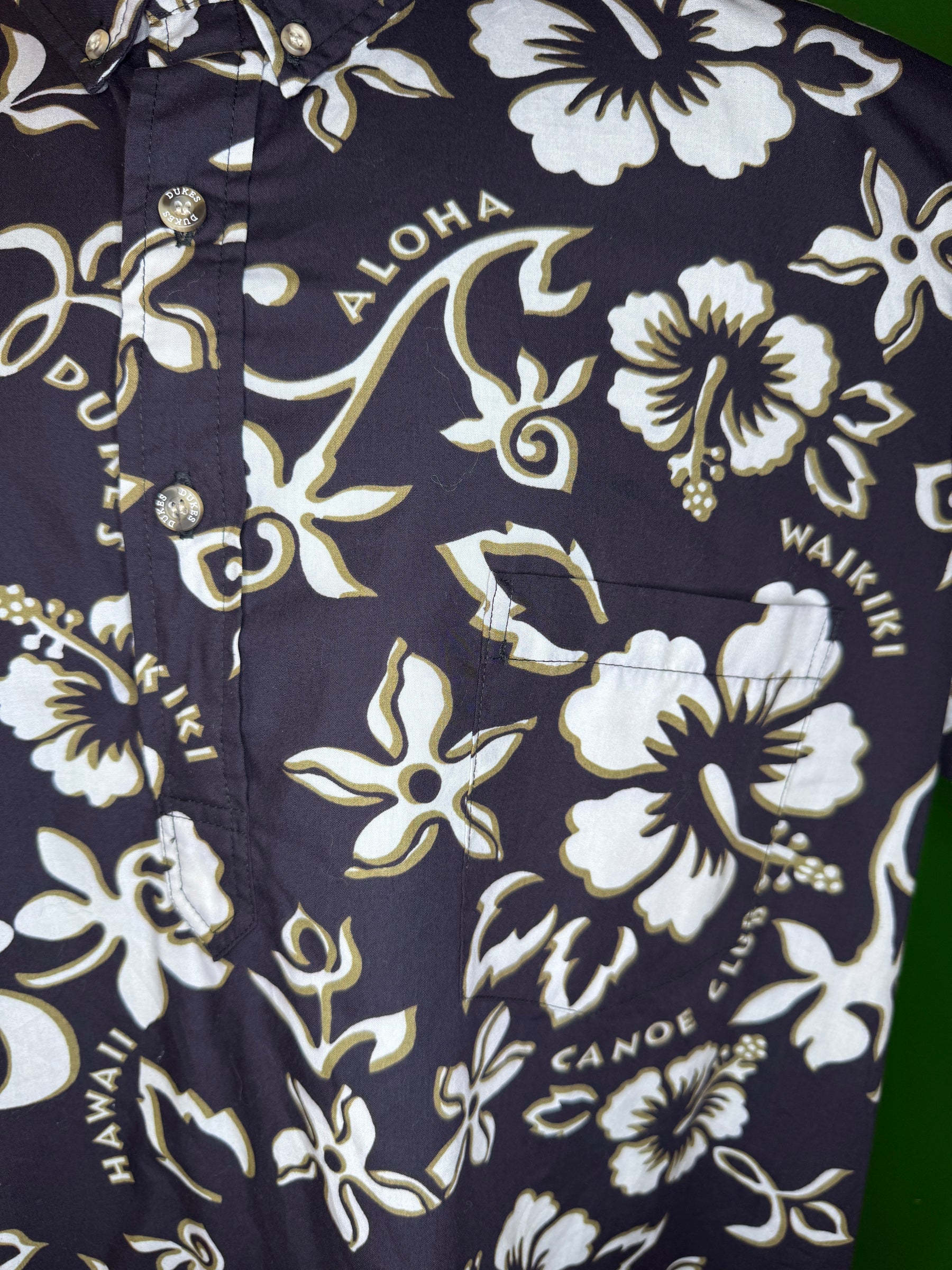 Hawaiian Navy Blue Aloha Shirt Made in Hawaii Men's X-Large