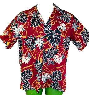 Hawaiian Red Aloha Shirt Made in Hawaii Men's Medium